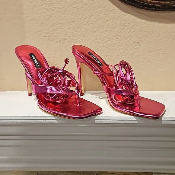 Nine West Terrie Sky Sexy Tie and Leg High Heel Strappy Sandals - Picture 3 of 15